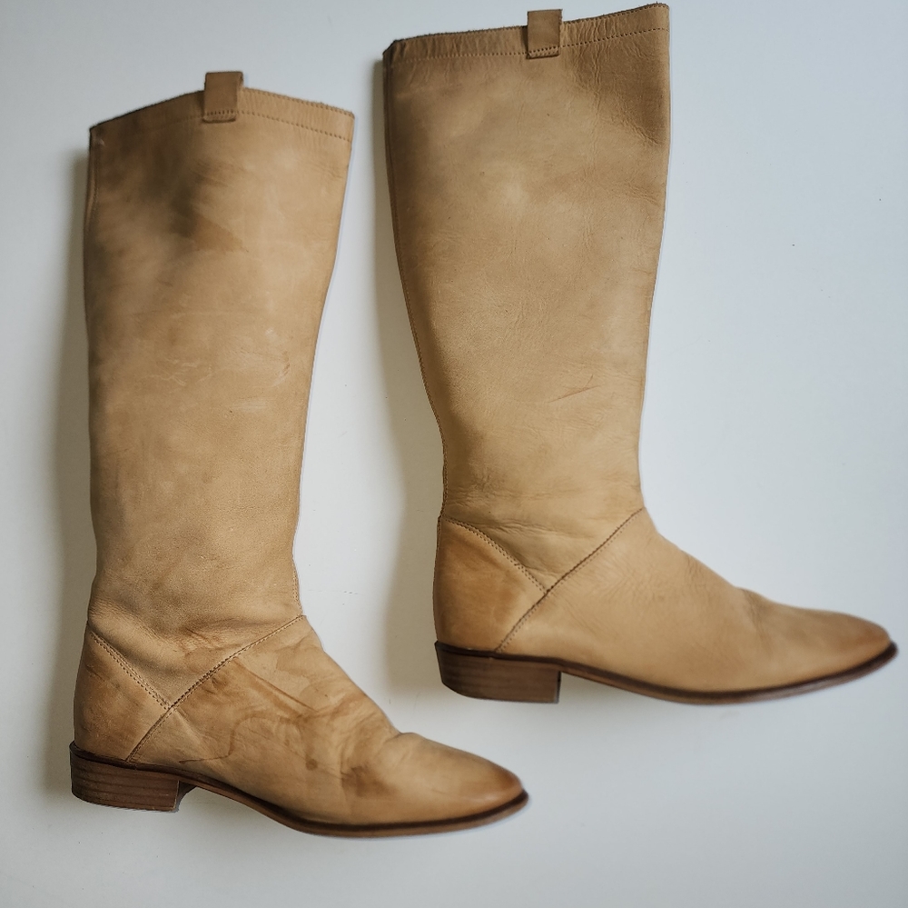 Zara Collection Genuine Leather Riding Boots Size 40